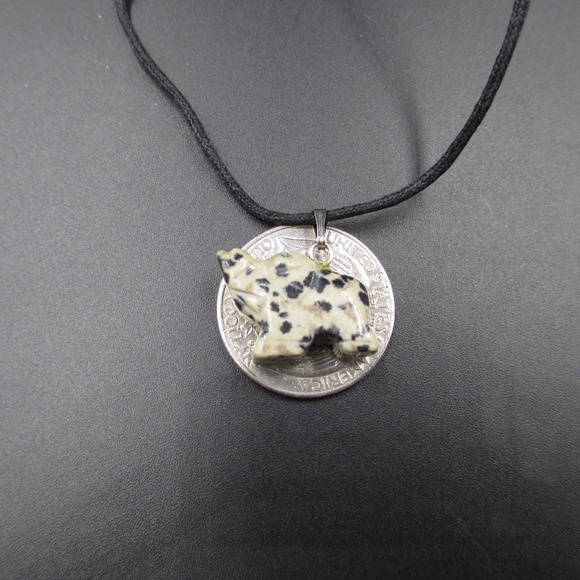 Vintage 15" Carved Elephant Stone Pendant Necklace - Picture 4 of 6